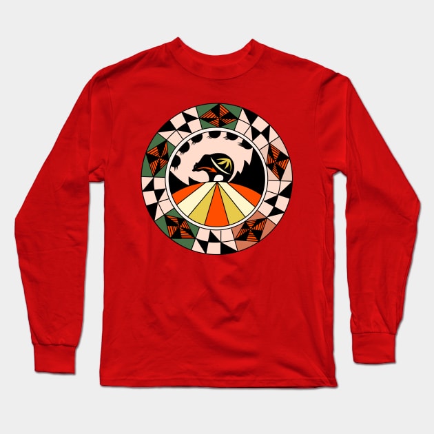 Colorful Bear Mandala Long Sleeve T-Shirt by WorldMusicGal